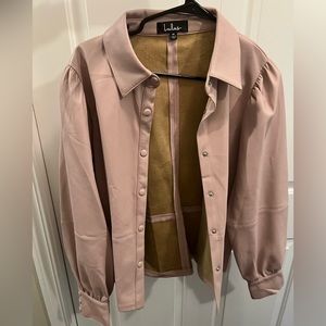 Lulu’s Blush Pink Faux Leather Blouse
